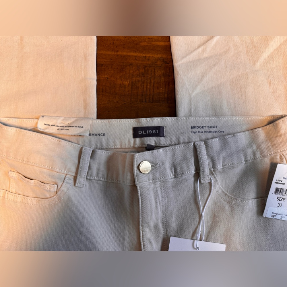 DL1961 Bridget Boot High Rise Instasculpt Crop Jeans Khaki color- NWT - Picture 5 of 11